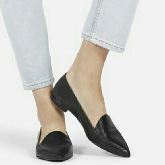 Everlane Shoes - Everlane Modern Point Black Slip On Flat Shoe 10.5